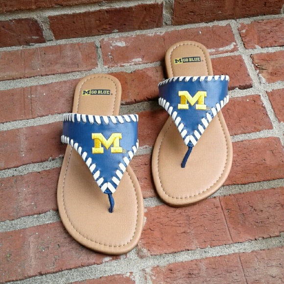 Collegiate Shoes - University of Michigan College Go Blue Flip Flops